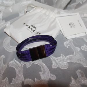 Coach Multi-Strap Purple Leather Bracelet